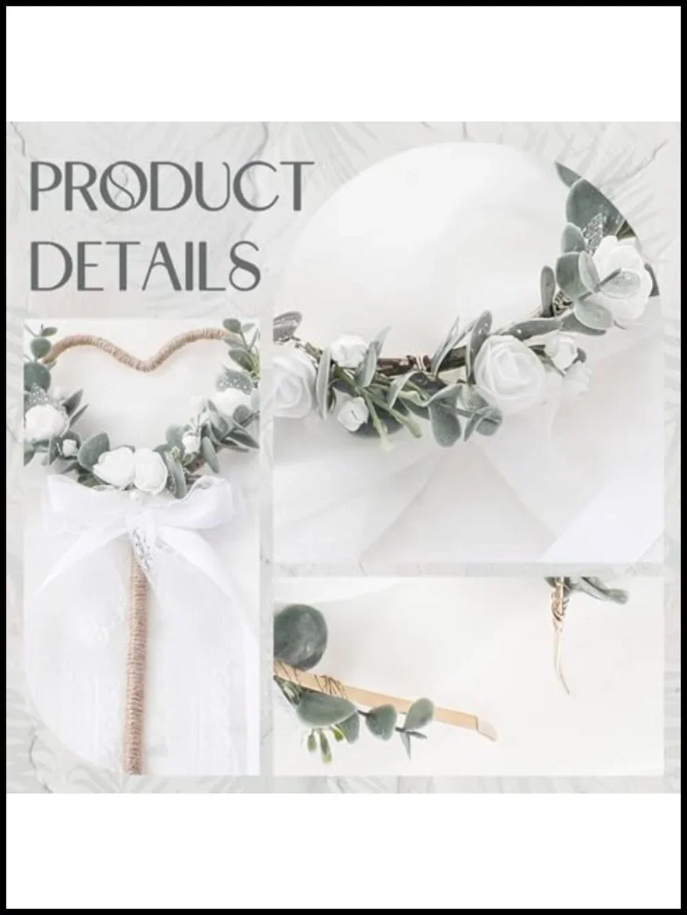 White Flower Crown Bride Hair Accessory Wedding 2 Pcs